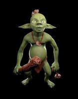 Goblin Wielding Club and Pet Rock | 3D