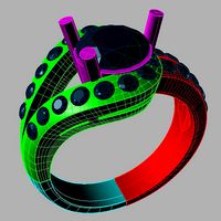 Women ring with gems round  anello fascia an168 | 3D