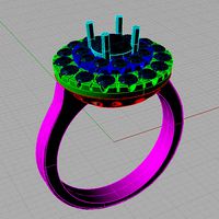 Anello doppio giro Halo ring with double  diamonds 3D print | 3D