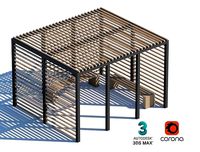 wooden sunshade summerhouse bench