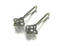 Louis Vuitton White Gold Diamond Flower Dangle Earrings | 3D