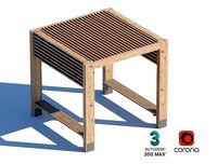 wooden street summerhouse bench