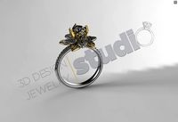 Tiffanys Gatsby flower ring with stones multi parts  | 3D