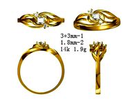 JCD Elegant gold princess cut ring jewelry jcd | 3D