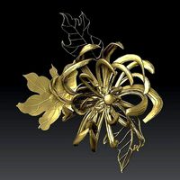 chrysanthemum flower Jewelry japanese style  | 3D