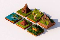 Cartoon Low Poly South America Landmarks Pack