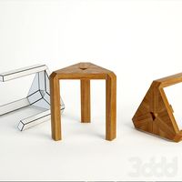 Chair trio-oak-stoo