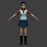 Anime School Girl 3D Model by iammdshanto