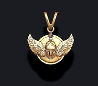 Spartan helmet  shield wings pendant | 3D