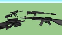 weapons arsenal (L96 Van dyke, Stoner, M14, F2000)