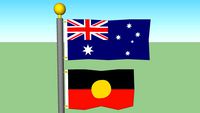 Australia & Australian Aboriginal Flags with Flagpole