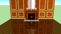 fire place with reflective floor
