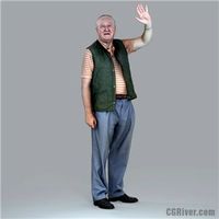 Elderly / Old Male Character - CMan0009-HD2-O02P05S - Ready-Posed 3D Human Model (Still)
