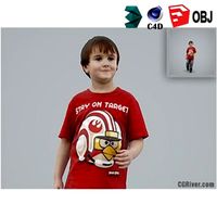 Boy / Child | Casual CBoy0002-HD2-O03P01-S - Ready-Posed 3D Human Model / Male Character (Kids / Children Still)