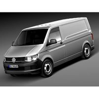HQ LowPoly Volkswagen Transporter Panel Van T6 2016 - 3D Model