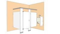 Phenolic Toilet Partitions - Open Alcove Unit w/ Urinal Screen