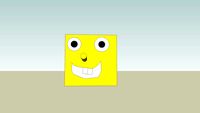 This guys name is spongebox..... I got the idea from spongebob. I didn't feel like adding every little detail, so I made a partly yellow box and added a cylynder and a mouth and 2 eyes I'm almost done......THE END