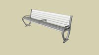 Forms+Surfaces Trio Bench, 8 foot, backed, extruded aluminum slats, one armrest