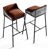 IRON SCAFFOLD LEATHER STOOL