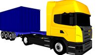 Грузовик Scania с полуприцепом и 20 футовым контейнером