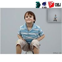 Boy / Child | Casual CBoy0002-HD2-O02P01-S - Ready-Posed 3D Human Model / Male Character (Kids / Children Still)