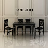 Table + chairs, Ruggeri, Galliano