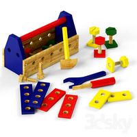 Children set of wooden tools
