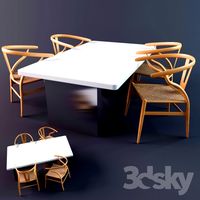 Table with chairs in the high-tech style