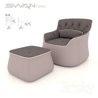 Armchair with pouf SWAN Ciprea shortened back