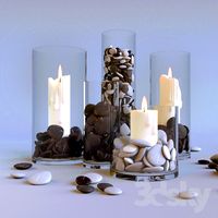 candles in glass flasks