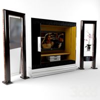 art deco тв панель зеркало и полка