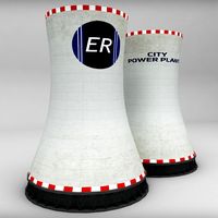 Cooling Tower Power Plant low poly3d model