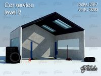 auto repair shop 3d model Car service L23d model
