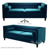 Jodi 84 Tufted Sofa Teal Velvet