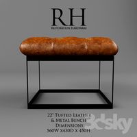 Restoration Hardware / 22 &amp;quot;Tufted Leather &amp;amp; Metal Bench