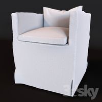 LOW BELGIAN SHELTER ARM SLIPCOVERED FABRIC ARMCHAIR