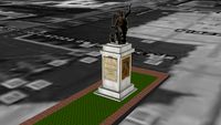 ESTATUA DEDICADA A PEDRO VELARDE EN LA PORTICADA