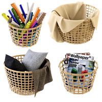 Wicker Basket Ikea Gaddis Set3d model