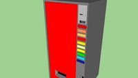 Red soft drink vending machine with coin and bill acceptor (right)