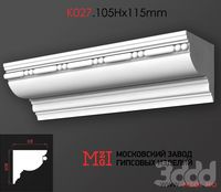 Карниз потолочный с рисунком лепнина гипс K027.105Нx115mm