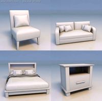 Chair sofa bed drawer 3D Model