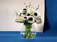Table Bouquet of White Roses and Anemones
